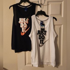 2 Women's Nike Tank Tops Size Mediums Black & White